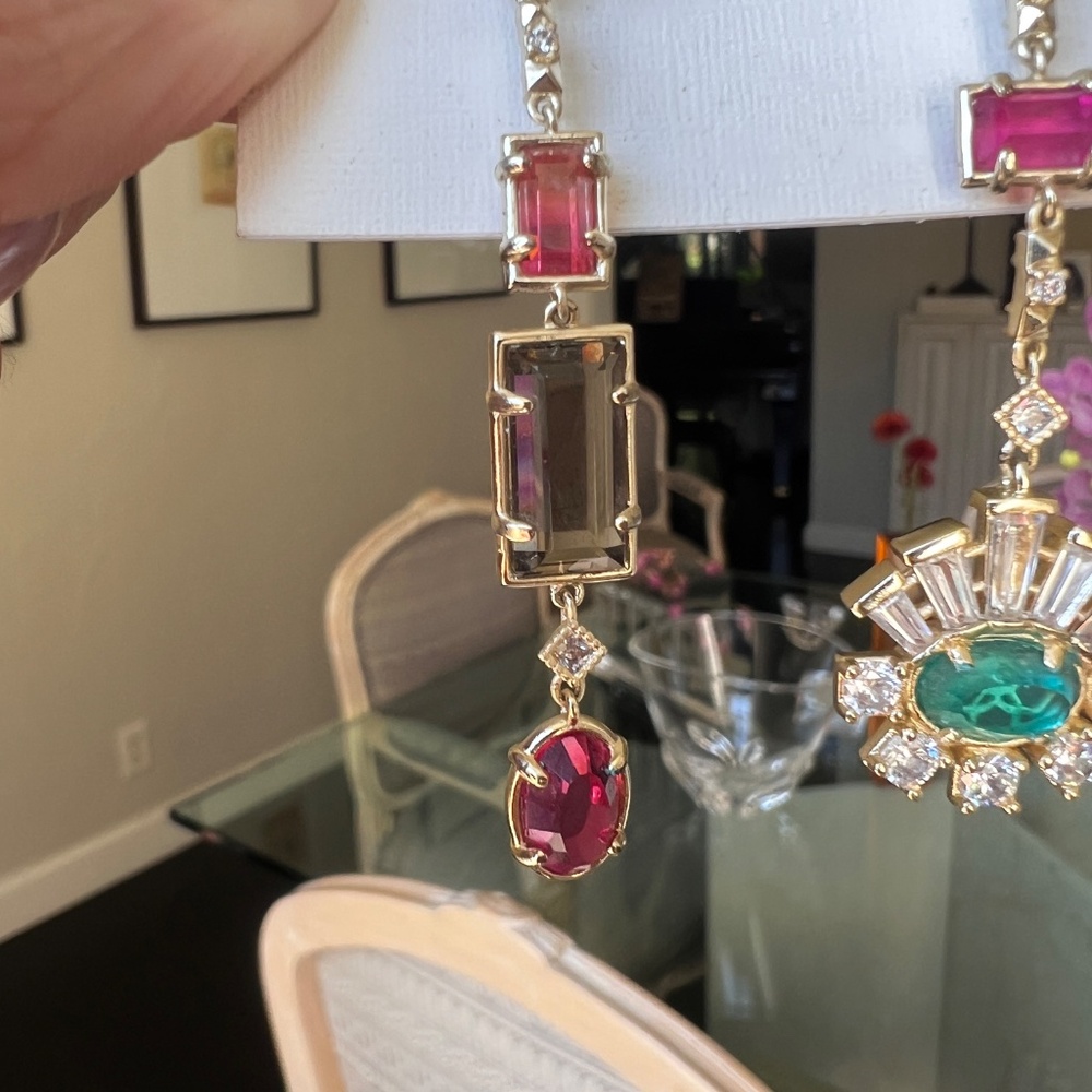 NWOT Kendra Scott Muzzie Mixed Crystal Drop Earrings, Pierced, 14K Gold plated - Picture 5 of 10